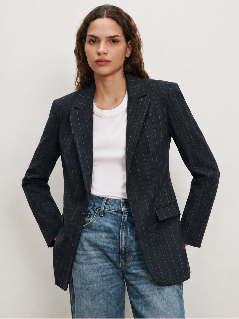 Lauren Ralph Lauren Charcoal Pinstripe One-Button Blazer Size 2P